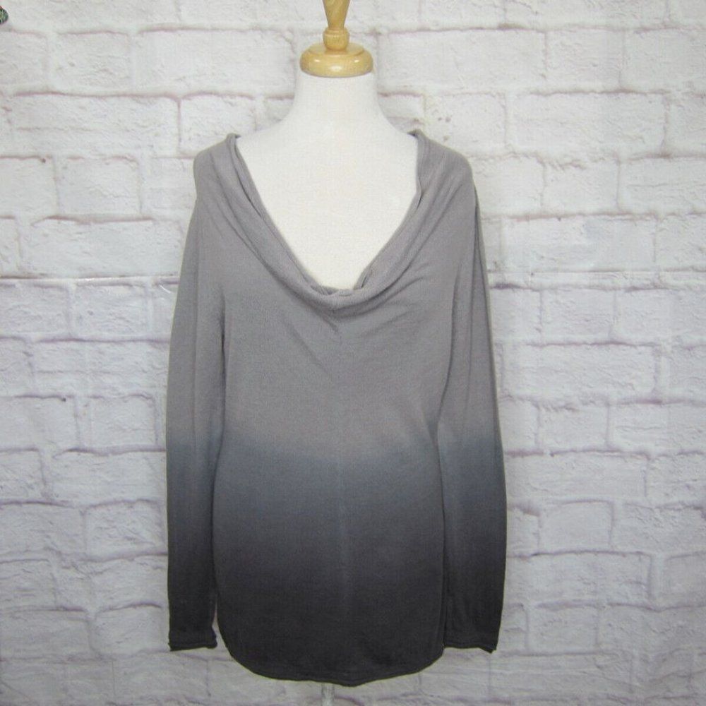 Athleta Veda Sweater size L Cotton Cashmere Cowl Neck Gray Ombre